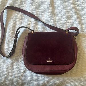 Burgundy velvet and leather Kate Spade crossbody!